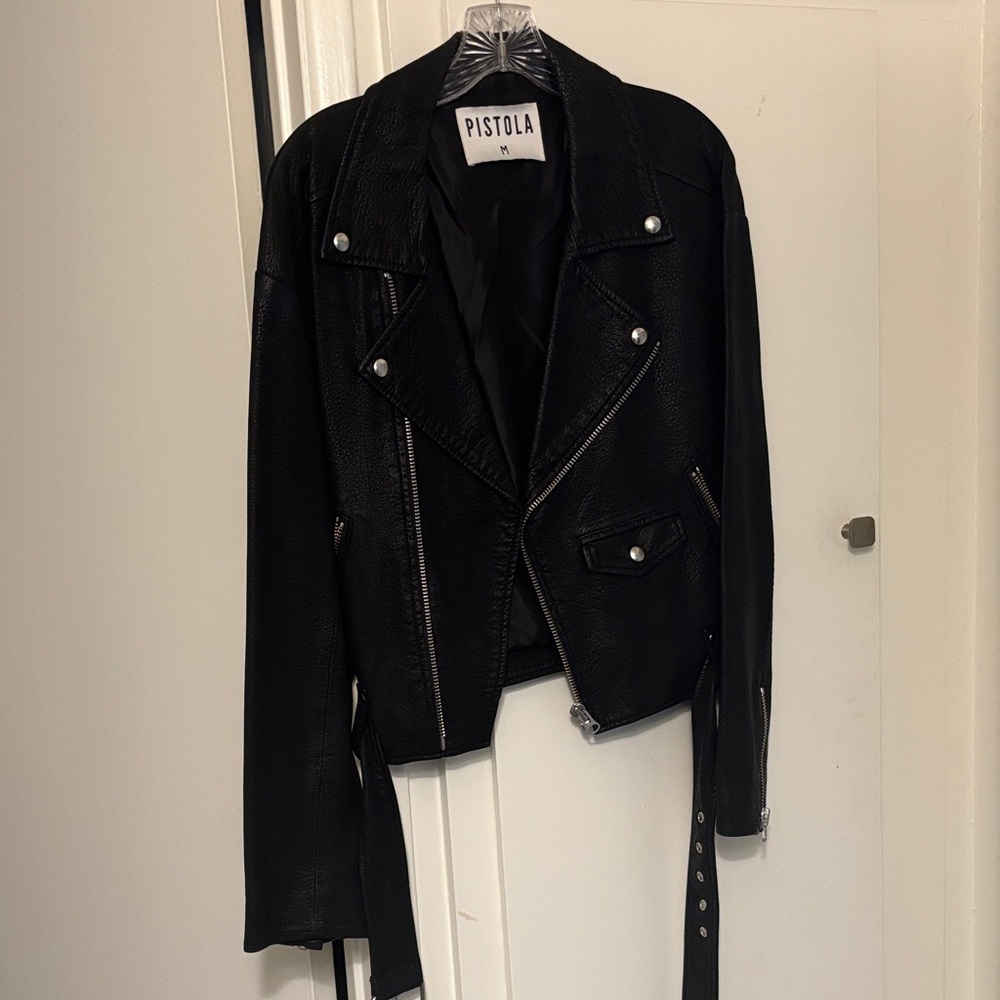 Pistola Black Leather Biker Jacket